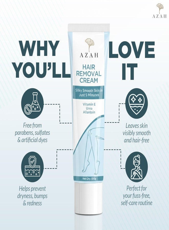 Azah Hair Removal Cream for Women [100 GM] | Bikini Hair Removal Cream with Vitamin E, Urea & Allantoin | Fast & Painless Hair Remover | Ideal for Arm, Underarm, Leg & Bikini Area - Image 4