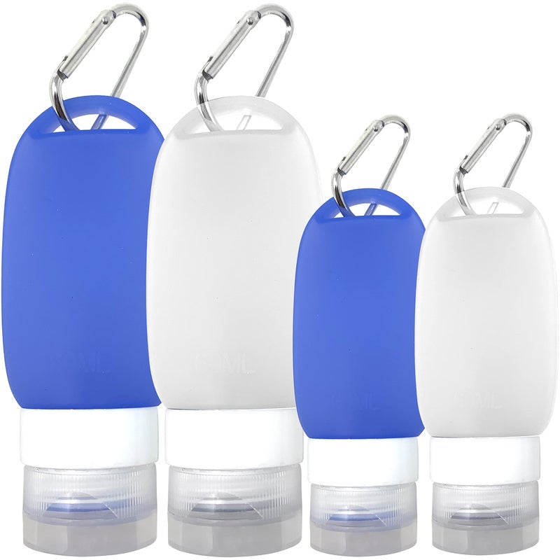 Cruise On Silicone Travel Bottle Set, TSA Approved, Leak-Proof Squeeze Bottles for Shampoo, Lotion & Liquids (2 oz & 1.4 oz), Refillable Containers with Carabiner Clips for Easy Carry - Image 1