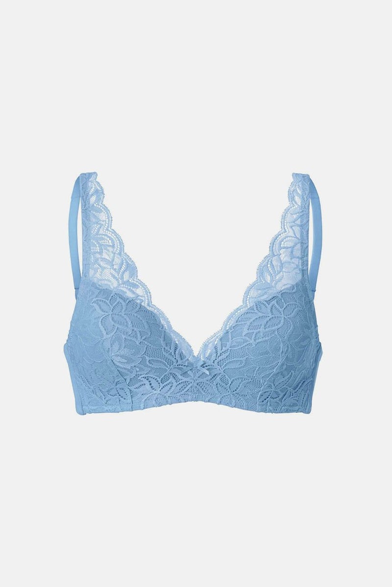 Tchibo Women Lace Padded Soft Cup Bra, Light Blue - Image 3