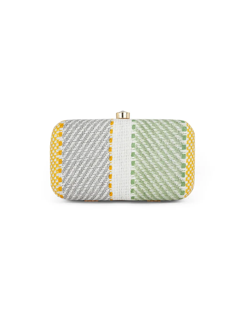 globus  Globus Women Green Woven Design Rectangular Party Clutch With Detachable Chain Strap for Women | Best Price UAE