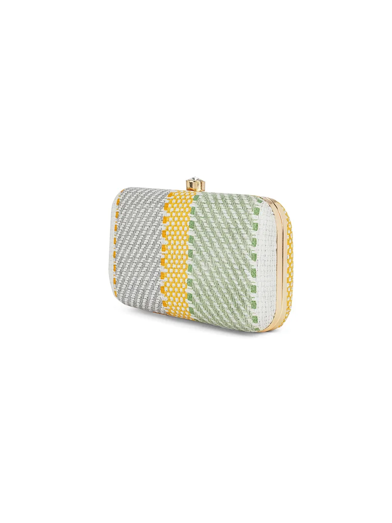 globus  Globus Women Green Woven Design Rectangular Party Clutch With Detachable Chain Strap for Women | Best Price UAE