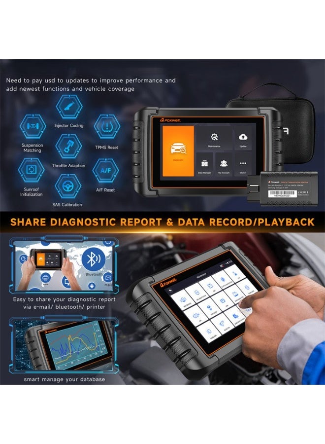 Foxwell أداة المسح ثنائية الاتجاه NT809BT، أداة تشخيص OBD2 لجميع الأنظمة، قارئ رموز السيارة مع 30 إعادة تعيين، ماسح تشخيصي للسيارات لجميع السيارات، أدوات تشخيص السيارات اللاسلكية - Image 2