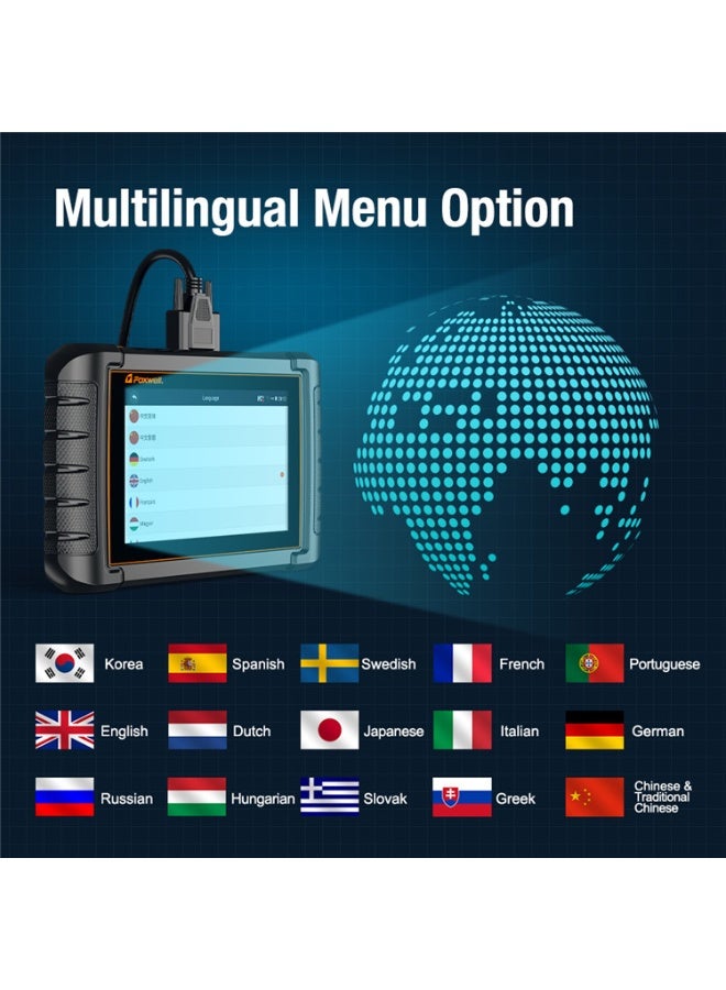 Foxwell أداة المسح ثنائية الاتجاه NT809BT، أداة تشخيص OBD2 لجميع الأنظمة، قارئ رموز السيارة مع 30 إعادة تعيين، ماسح تشخيصي للسيارات لجميع السيارات، أدوات تشخيص السيارات اللاسلكية - Image 4