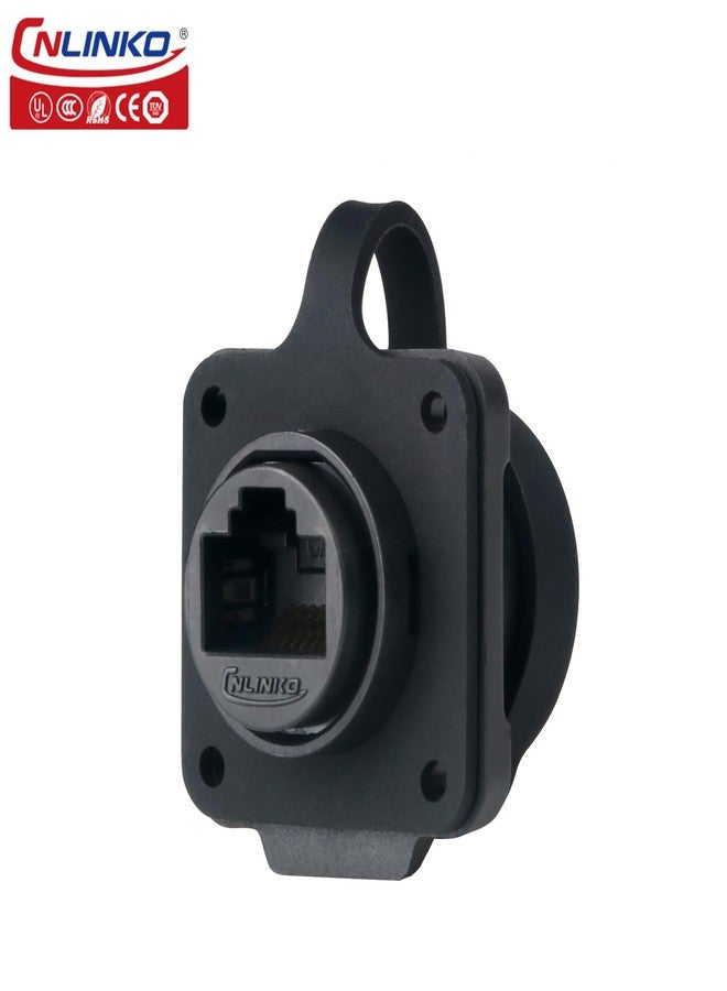 CNLINKO LP-20 RJ45 Panel Mount Socket, CAT6 Ethernet Connector RJ45 4-Hole Socket IP68 M20 Waterproof Connector (Black RJ45 4-Hole Socket) - Image 2