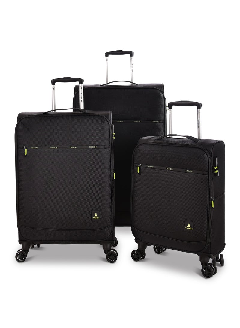 Track Luggage set Soft Fabric Trolley Travel Bag 4 double wheels, LG001/3P - Image 1
