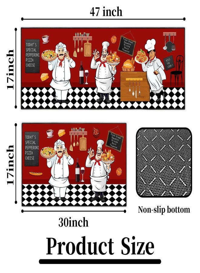 JWXCBIM Fat Chef Kitchen Rug 2 Piece Set, Farmhouse Style Decor Kitchen Floor Mat, Absorbent and Washable Runner Rug, Home Vintage Kitchen Decoration 17x30+17x47 Inches - Image 4