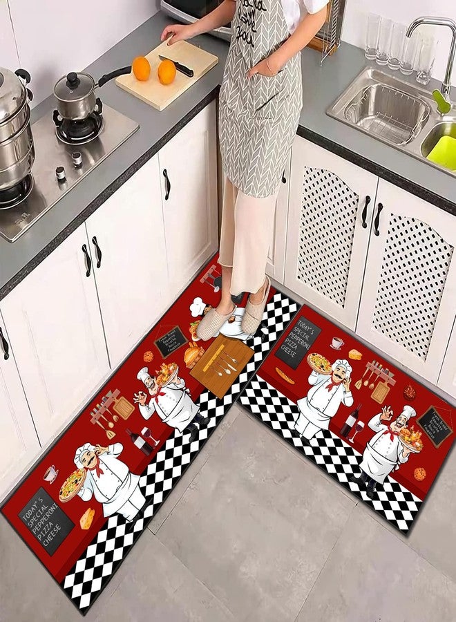 JWXCBIM Fat Chef Kitchen Rug 2 Piece Set, Farmhouse Style Decor Kitchen Floor Mat, Absorbent and Washable Runner Rug, Home Vintage Kitchen Decoration 17x30+17x47 Inches - Image 2