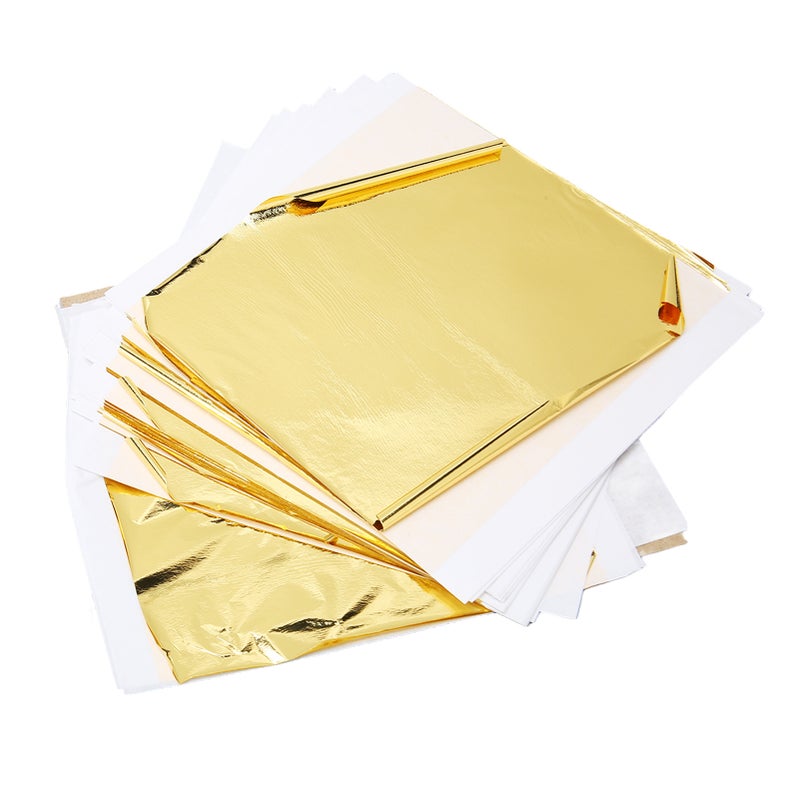 100pcs Imitation Gold Leaf Sheets Cuttable Foldable Large Gold Foil Paper for Gilding Craft Nail Art Painting - Image 4