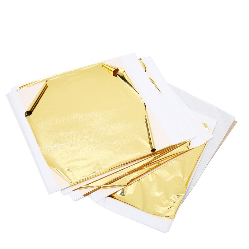 100pcs Imitation Gold Leaf Sheets Cuttable Foldable Large Gold Foil Paper for Gilding Craft Nail Art Painting - Image 3