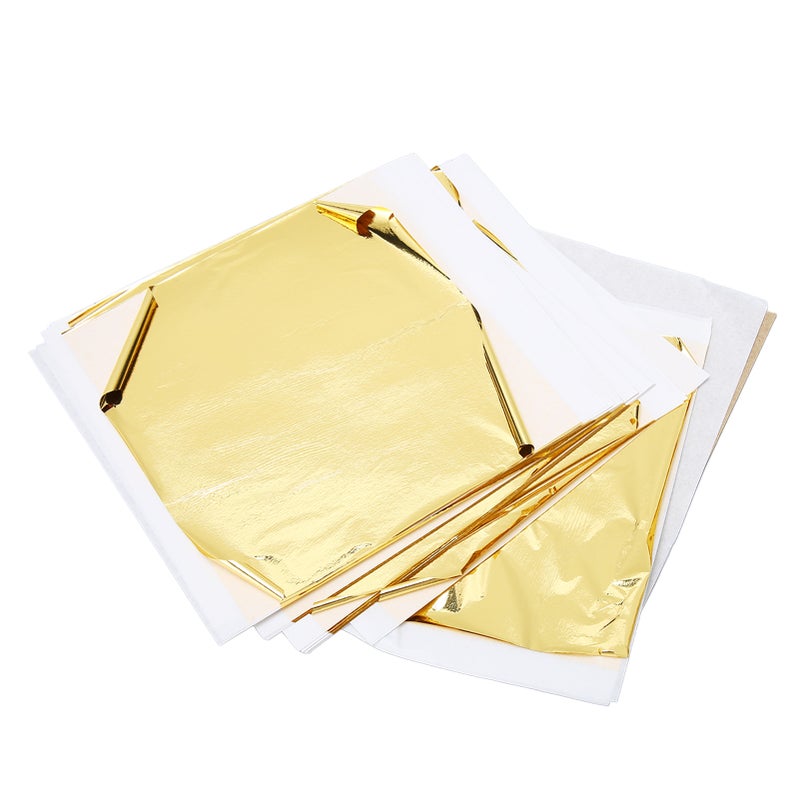 100pcs Imitation Gold Leaf Sheets Cuttable Foldable Large Gold Foil Paper for Gilding Craft Nail Art Painting - Image 2