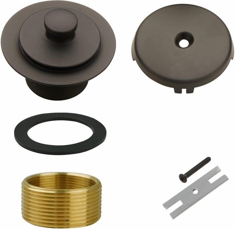 WELSAN Bronze Tub Drain and Overflow Kit with Single Hole Overflow Faceplate, Universal Lift & Turn Bathtub Drain Kit with Fine/Coarse Thread Conversion Twist Trim Kit Assembly-Oil Rubber Bronze - Image 1