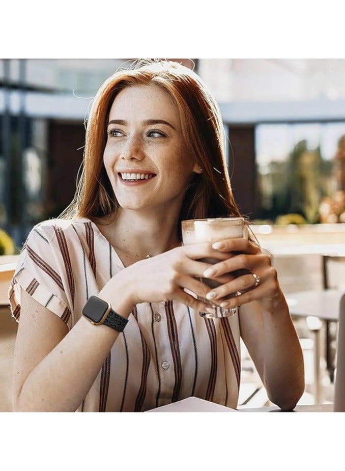 Engraved Leopard Bands Compatible with Apple Watch Band 42mm 40mm 41mm 38mm Women, Silicone Cheetah Designer Strap for iWatch Series 10 9 8 7 6 5 4 3 2 SE Ultra, Anthracite Black - Image 4