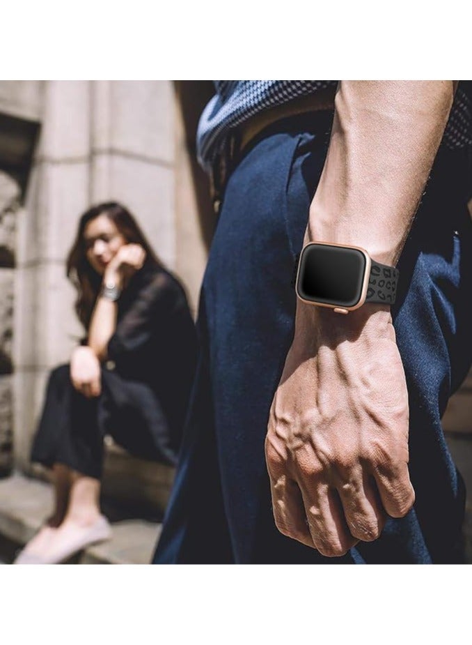 Engraved Leopard Bands Compatible with Apple Watch Band 42mm 40mm 41mm 38mm Women, Silicone Cheetah Designer Strap for iWatch Series 10 9 8 7 6 5 4 3 2 SE Ultra, Anthracite Black - Image 5