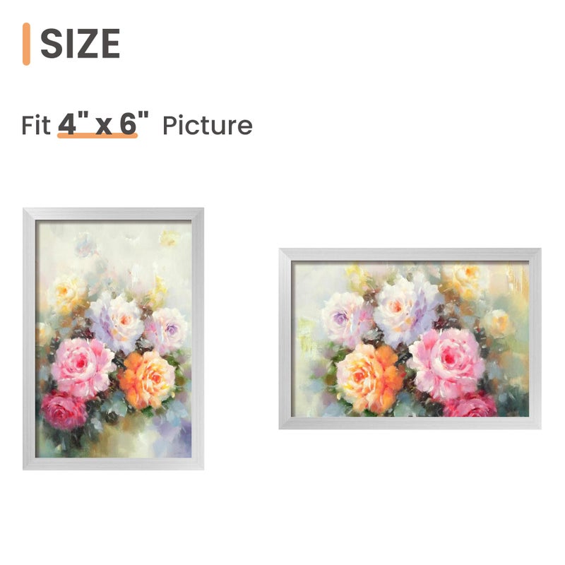 أبس سيمبلز مجموعة إطار الصورة 4 × 6 مصنوعة من 3 مصنوعة من الزجاج عالي الوضوح لمدة 4 × 6 إطارات فضية الجدار وشاشة عرض الطاولة إطار صورة حدودية رفيعة للمنزل د؟ - Image 4