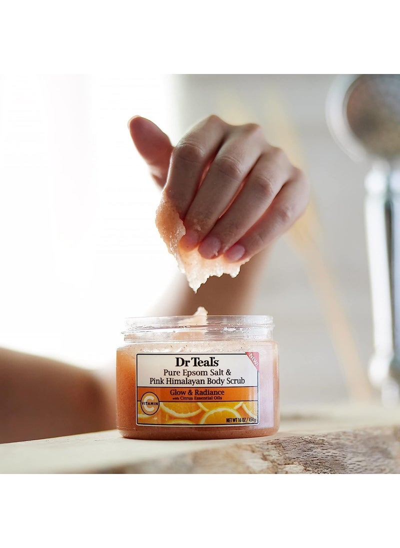 Dr Teal's Dr Teals Pink Himalayan Salt Body Scrub Glow  Radiance with Citrus Essential Oils 454g  With Pure Epsom Salt  Essential Oils  - Image 4
