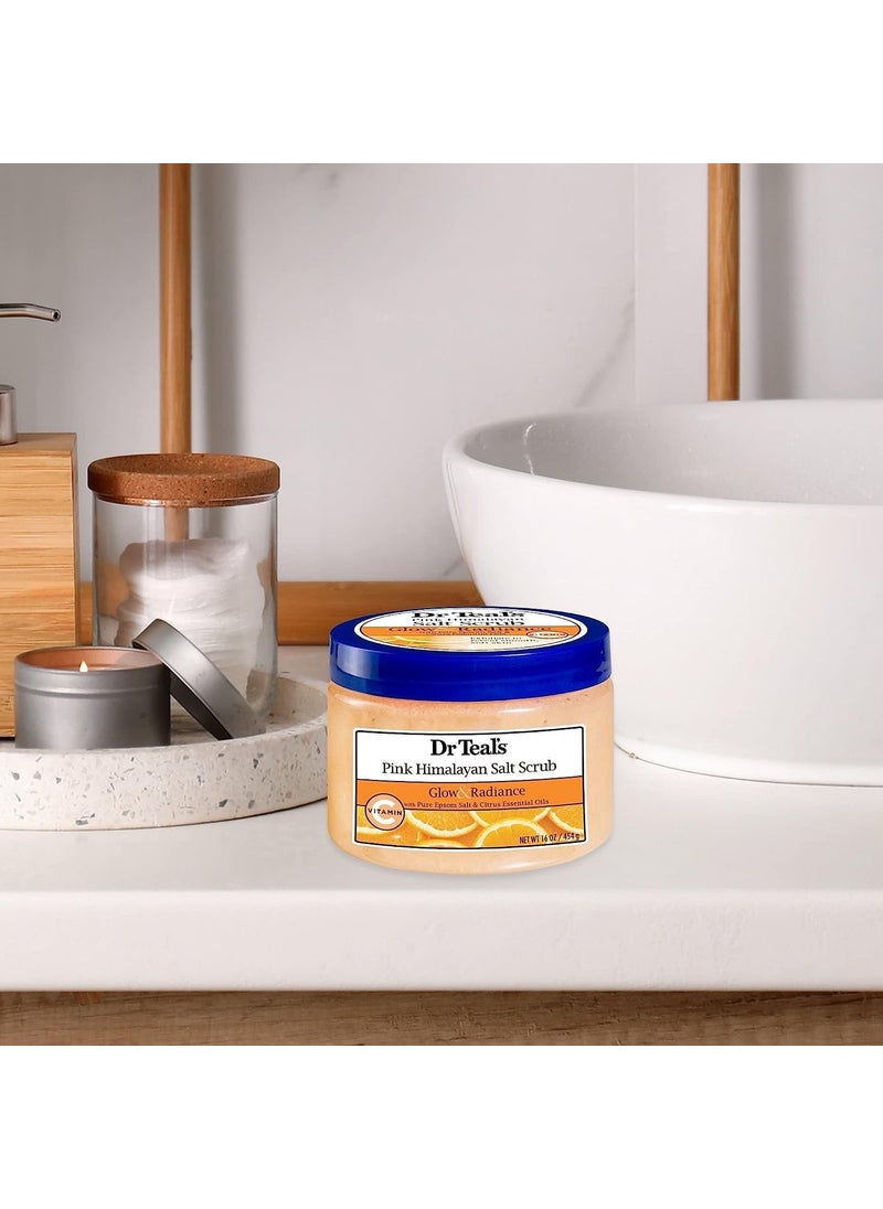 Dr Teal's Dr Teals Pink Himalayan Salt Body Scrub Glow  Radiance with Citrus Essential Oils 454g  With Pure Epsom Salt  Essential Oils  - Image 5