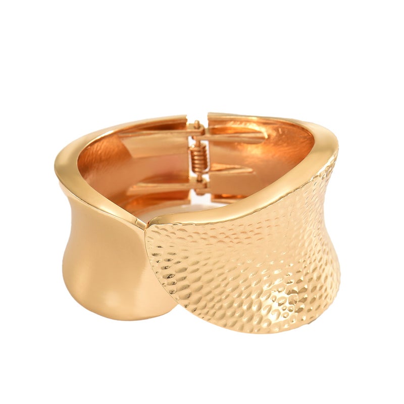 Ba Sha Basha Geometric Metal Open Bangle Bracelet - Glossy Texture,High-End Women's     Jewelry - Image 1