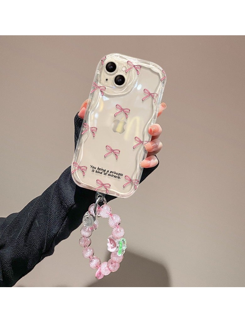 NIBEMINENT Minimalist Pink Bow Screen Protective TPU Case Cover For iPhone 17, Minimalist Pink Bow With Pendant