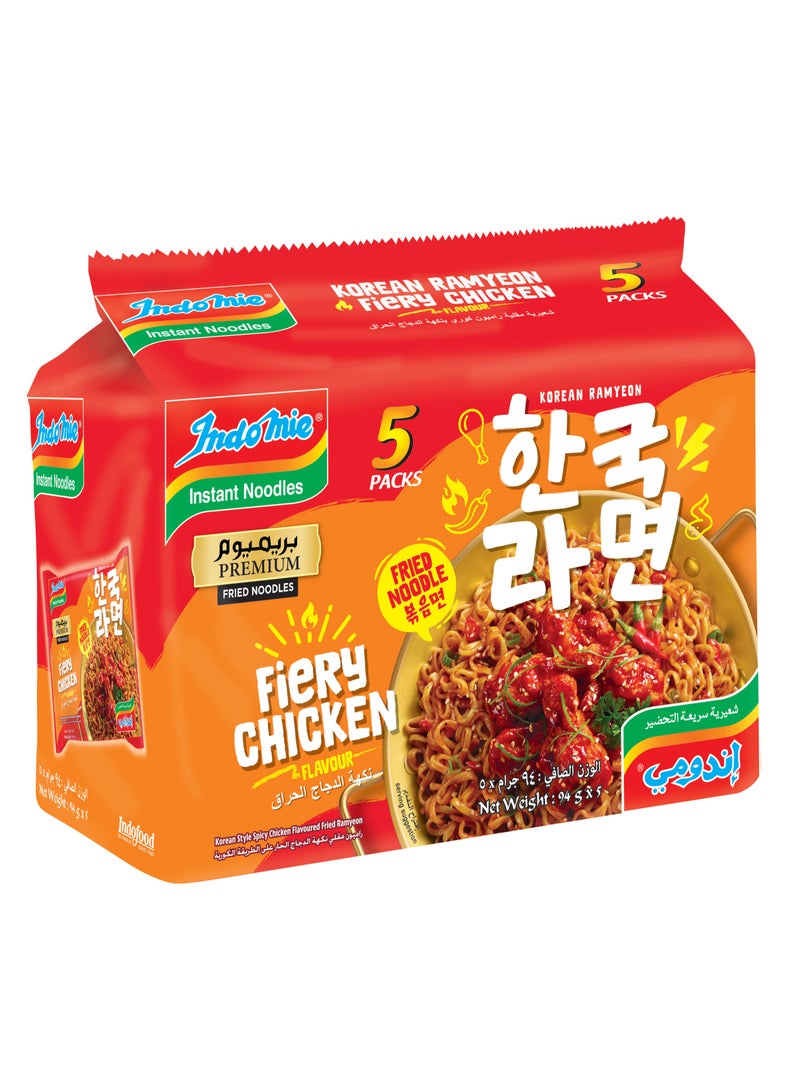 Indomie Korean Fiery Chicken Fried Noodles Halal Certified 5 x 94g - Image 1