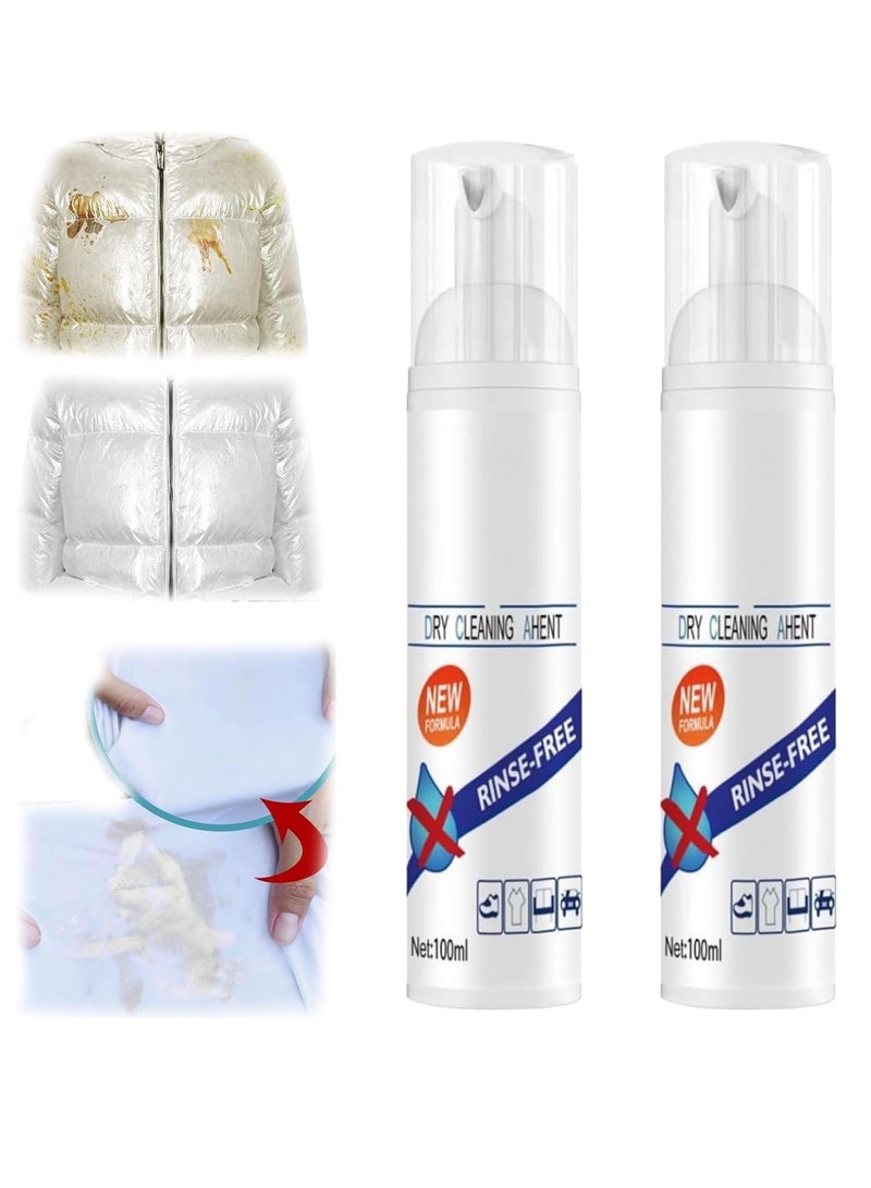 Zikra 2 Pcs Multi functional Fabric Dry Cleaning Foam Sprayer, Dry Foam Cleaner for Clothes, Multi Purpose dry Cleaning Clothing Cleansing Foam Rinse Free Agent - Image 1