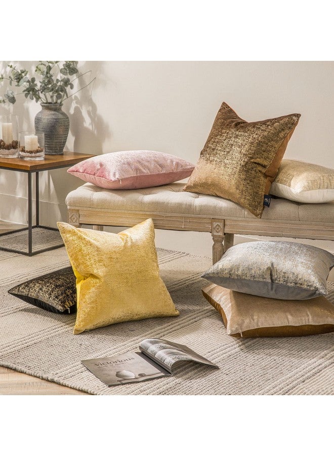 Phantoscope Pack of 2 Sparkling Velvet Decorative Solid Throw Decorative Pillow Cover Soft Gold Glitter Square Cushion Cover Pillowcase for Couch Bed and Chair, Beige, 18 x 18 inches, 45 x 45 cm - Image 5