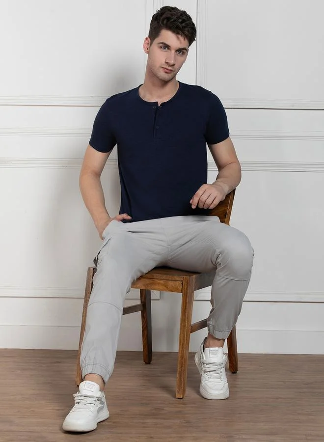 Dennis Lingo Henley Neck Solid Regular Fit T-Shirt by Styli
