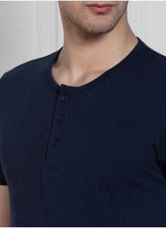 Dennis Lingo Henley Neck Solid Regular Fit T-Shirt by Styli  - Image 3