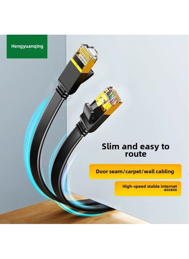 Generic Pure Copper Seven-class Network Cable 7-class Flat Wire 10 Trillion Network Jumper RJ45 Black Shielded Finished Network Cable-Colour:White-Line Length:10m  - Image 2