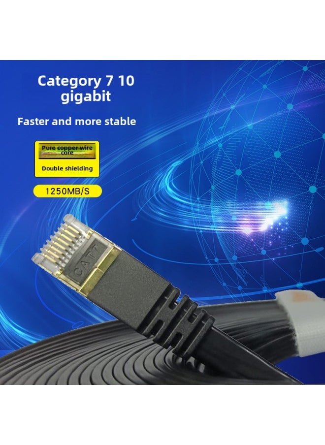 Generic Pure Copper Seven-class Network Cable 7-class Flat Wire 10 Trillion Network Jumper RJ45 Black Shielded Finished Network Cable-Colour:White-Line Length:10m  - Image 3