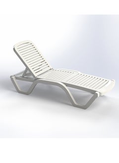 3MPlast Heavy-Duty Plastic Sun Lounger with Wheels – Armless, All-Weather, UV-Resistant, Ergonomic Reclining Chair for Outdoor Use at Beaches, Pools, Resorts, and Gardens (White)  - Image 1