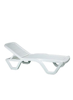 3MPlast Heavy-Duty Plastic Sun Lounger with Wheels – Armless, All-Weather, UV-Resistant, Ergonomic Reclining Chair for Outdoor Use at Beaches, Pools, Resorts, and Gardens (White)  - Image 2