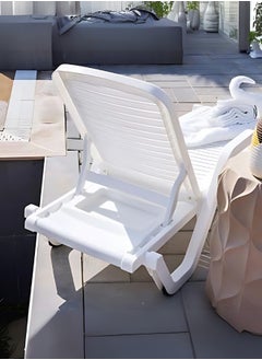 3MPlast Heavy-Duty Plastic Sun Lounger with Wheels – Armless, All-Weather, UV-Resistant, Ergonomic Reclining Chair for Outdoor Use at Beaches, Pools, Resorts, and Gardens (White)  - Image 5