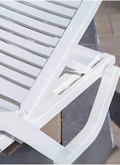 3MPlast Heavy-Duty Plastic Sun Lounger with Wheels – Armless, All-Weather, UV-Resistant, Ergonomic Reclining Chair for Outdoor Use at Beaches, Pools, Resorts, and Gardens (White)  - Image 4