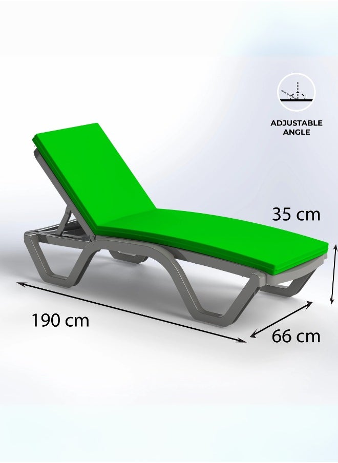 Sun Lounger with Wheels - Heavy-Duty Plastic – Armless, All-Weather, UV-Resistant, Ergonomic Reclining Chair for Outdoor Use at Beaches, Pools, Resorts, and Gardens (White)