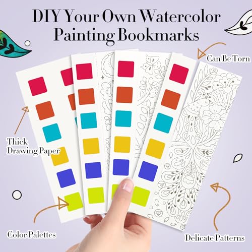 JCREN Watercolor Painting Books, Pocket Watercolor Painting Coloring Kit, Paint with Water Bookmarks Travel Activity Party Favors for Kids Toddlers Gifts for Boys and Girls - Image 3