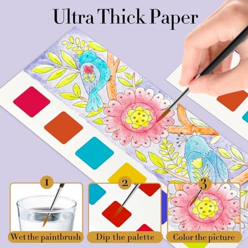 JCREN Watercolor Painting Books, Pocket Watercolor Painting Coloring Kit, Paint with Water Bookmarks Travel Activity Party Favors for Kids Toddlers Gifts for Boys and Girls - Image 4