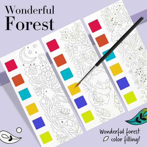 JCREN Watercolor Painting Books, Pocket Watercolor Painting Coloring Kit, Paint with Water Bookmarks Travel Activity Party Favors for Kids Toddlers Gifts for Boys and Girls - Image 5