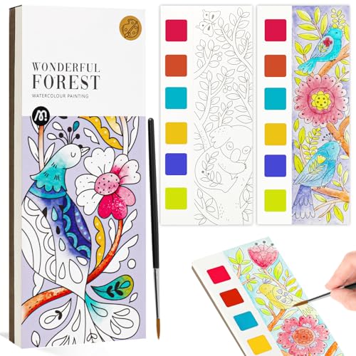 JCREN Watercolor Painting Books, Pocket Watercolor Painting Coloring Kit, Paint with Water Bookmarks Travel Activity Party Favors for Kids Toddlers Gifts for Boys and Girls - Image 1