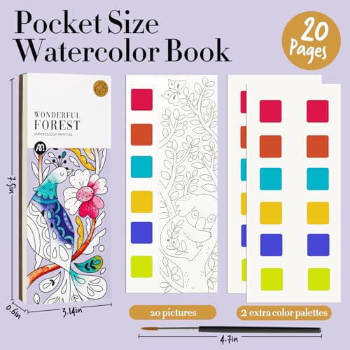 JCREN Watercolor Painting Books, Pocket Watercolor Painting Coloring Kit, Paint with Water Bookmarks Travel Activity Party Favors for Kids Toddlers Gifts for Boys and Girls - Image 2