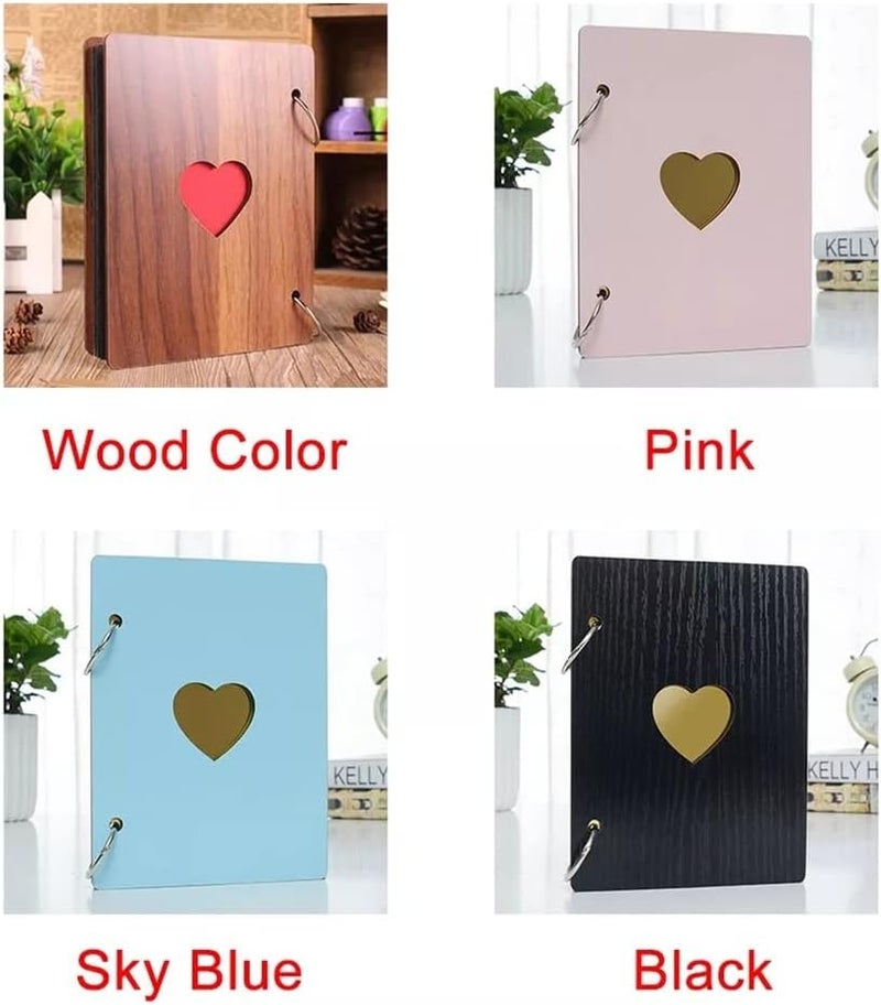 6 Zoll Fotoalbum Wachstum Holz Abdeckung Familie Speicher Gedenk Handwerk Jahrestag DIY Geschenk Liebe Herz Decor(D) - Image 2