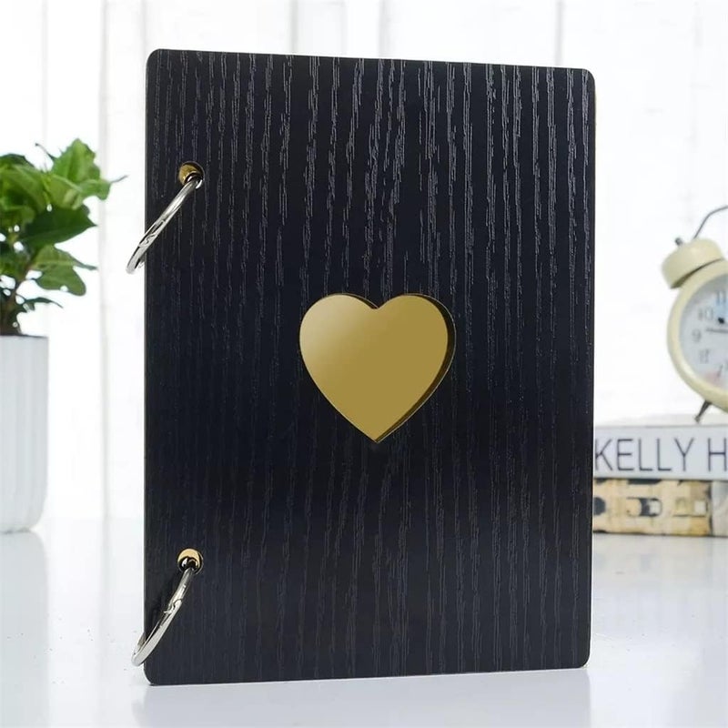 6 Zoll Fotoalbum Wachstum Holz Abdeckung Familie Speicher Gedenk Handwerk Jahrestag DIY Geschenk Liebe Herz Decor(D) - Image 1