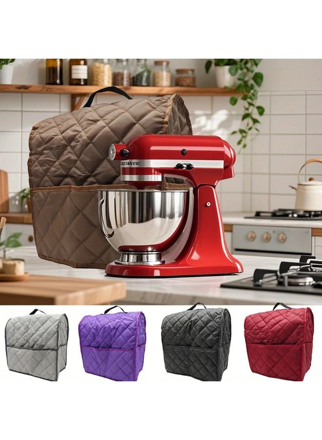 Purple Quilted Polyester Mixer Dust Cover With Side Storage Bag - Image 1