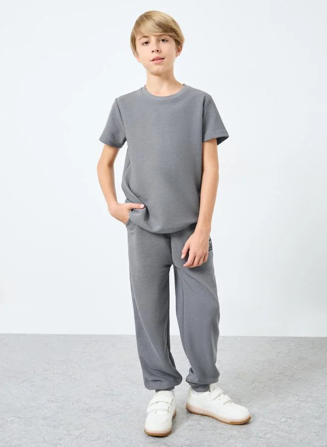 Styli Styli Teens Grey Cotton Blend T-Shirt and Joggers Set