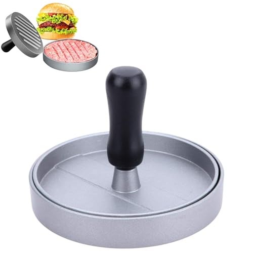 THW® Tikki Patty Burger Grill Press | Aluminum Patty Maker Mold for Homemade Burgers | 4.5” Diameter, Non-Stick, Adjustable Thickness | Ideal for Burgers, Cakes & Appetizers | Manual Burger Press - Image 1