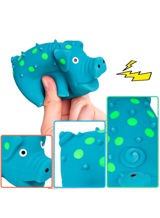 POPLAY Squeaky Latex Grunting Pig Dog Toy, 4 Inch Small Blue Prank Gifts Puppy Chew Toys Rubber Squeeze Gift for Dogs April Fool's Day - Image 4