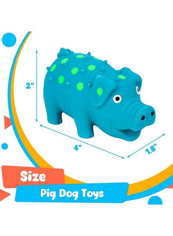 POPLAY Squeaky Latex Grunting Pig Dog Toy, 4 Inch Small Blue Prank Gifts Puppy Chew Toys Rubber Squeeze Gift for Dogs April Fool's Day - Image 2