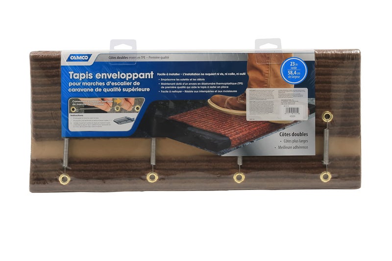Camco سجادة خطوات كامكو 42955 (محيطة مزدوجة مضلعة، 100% بوليستر (18" × 23") - بني) - Image 3
