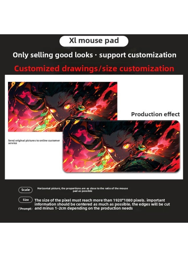 Mouse Pad Super Large Ink Three-color Office Computer Desk Pad Student Keyboard Pad Martial Arts Knight E-sports Mouse Pad-Color:900*400*4-Pattern:TU-653 [Purple Lotus]] - Image 4