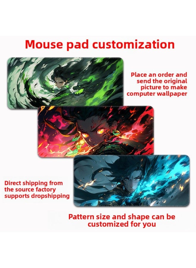 Mouse Pad Super Large Ink Three-color Office Computer Desk Pad Student Keyboard Pad Martial Arts Knight E-sports Mouse Pad-Color:900*400*4-Pattern:TU-653 [Purple Lotus]] - Image 3