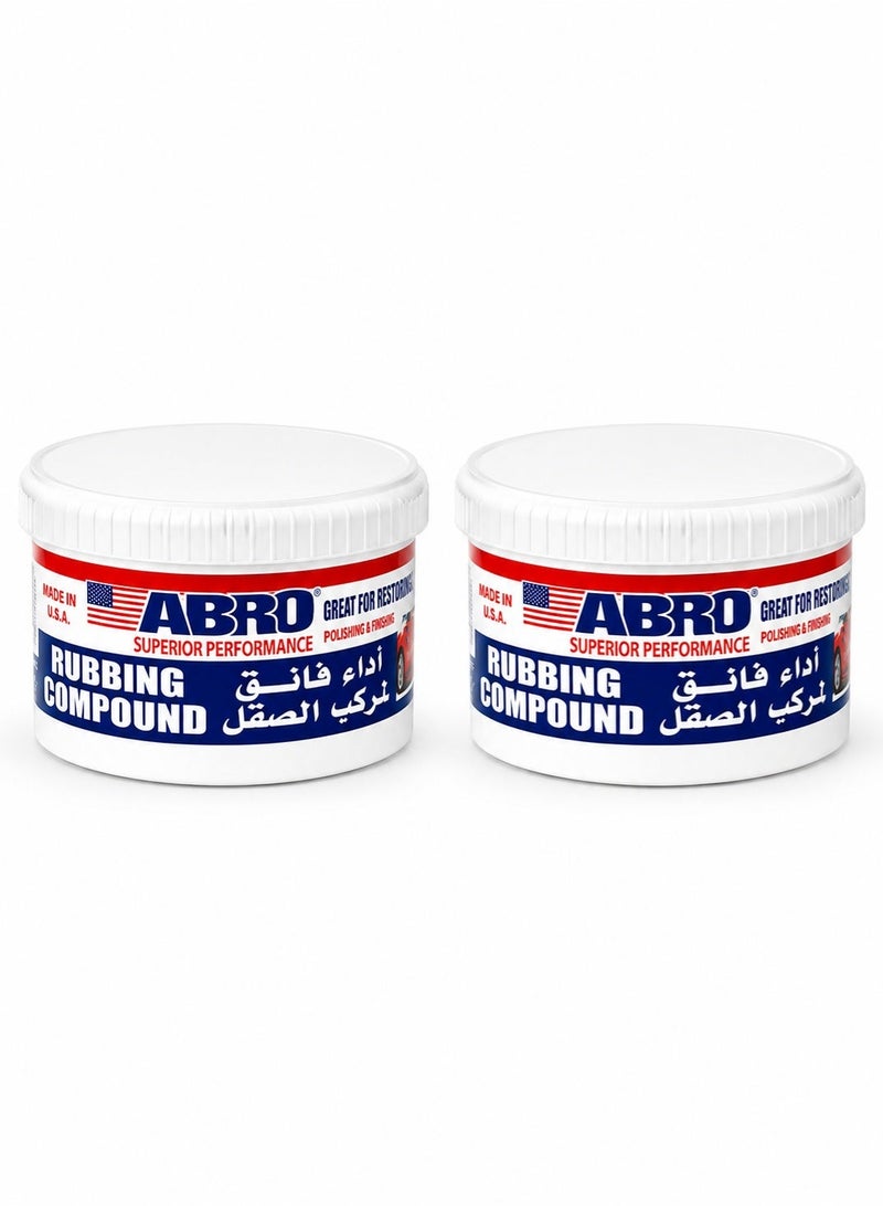 أبرو عرض مزدوج (عبوتان): مركب التلميع والصقل ABRO RC-295-UNC (سعة 295 مل) لاستعادة طلاء السيارات؛ يعمل بفعالية وسرعة على إزالة الخدوش، وآثار الأكسدة، والبقع، والعيوب؛ تركيبة خالية من السيليكون مناسبة للسيارات والدراجات النارية والقوارب والمركبات الترفيهية (RVs). - Image 1